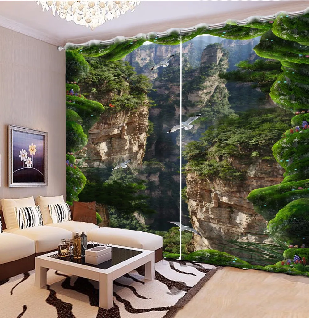 3D Curtain Fashion Customized Cliff Landscape Curtains For Bedroom Custom Any Size Curtain Blackout Curtain Living Room