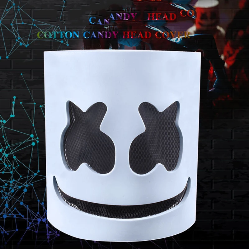 Hot sale Luminous Head Cover LED Light Up DJ Marshmello Cosplay Headgear Glowing headcover for Neon Night Club Music Rave Props