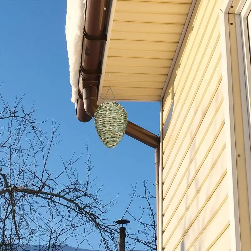 Fake Wasp Nest Fake Bees Hornet Nest Traps Hangable Woven Decoration Artificial Bee Hive For Porch Patio Orchard Outdoor Garden