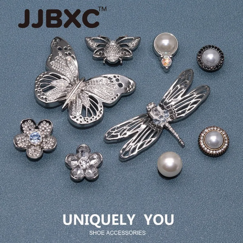 

JJBXC CHARM Shoe Buckle Shoe Accessories Silver Metal Insect DIY Fashion Shoes Accessories Suitable for cross Shoes