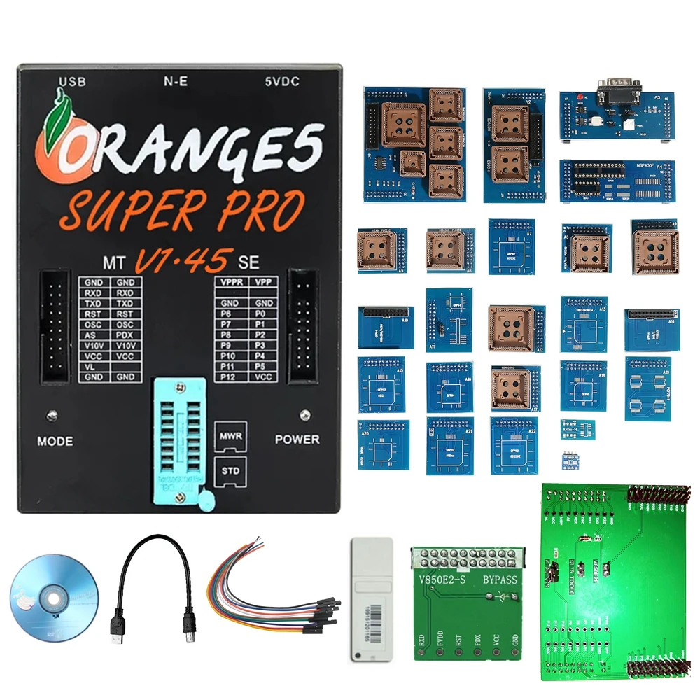 أحدث V1.45 Orange5 مع محولات كاملة أداة مبرمج وحدة التحكم الإلكترونية برتقالي 5 V1.38 V1.42 SN:5C38 أجهزة جهاز البرمجة + محسن