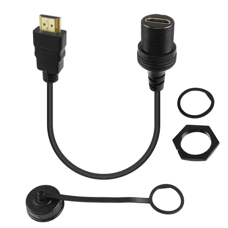 Display Cord To HDMI Adapter Car HDTV Display Cable Dust Lid Design Dash Installation Display Extension Cable Waterproof For PC