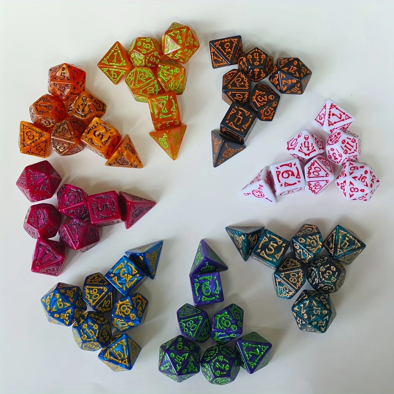 Halloween Skeleton Polyhedral Dice Set 7Pcs Gothic Skull Pattern DND RPG Table Game Acrylic Dice for TRPG MTG Board Game