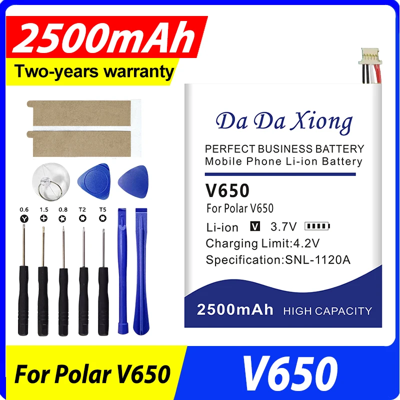 

Совершенно новый аккумулятор V 650 2500 мАч для POLAR V650, 5-проводная вилка, высококачественные аккумуляторы Bateria + гарантия трекового кода