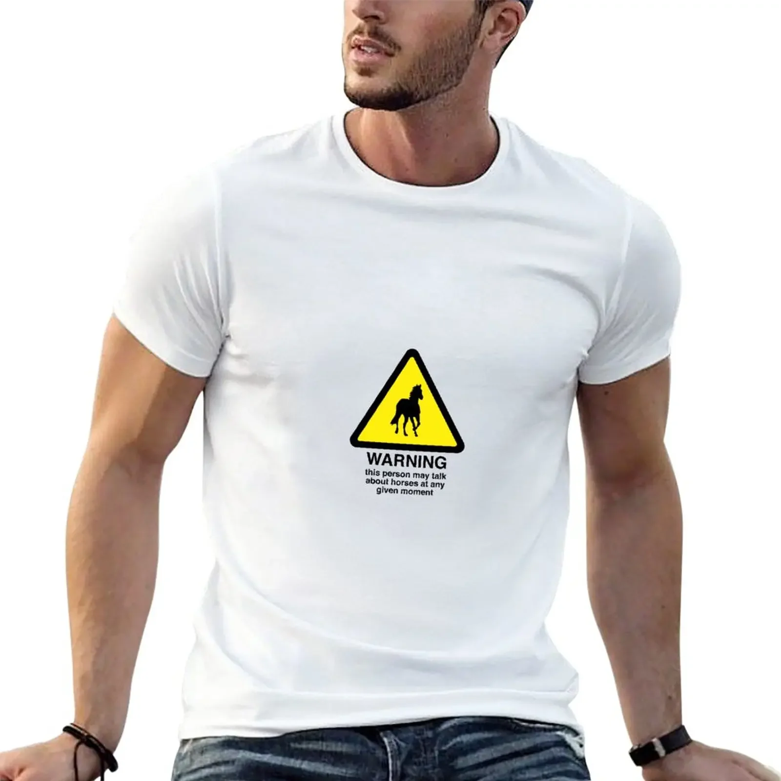 New Warning Sign - May Talk About Horses at Any Time T-Shirt oversized t shirts funny t shirt T-shirt men