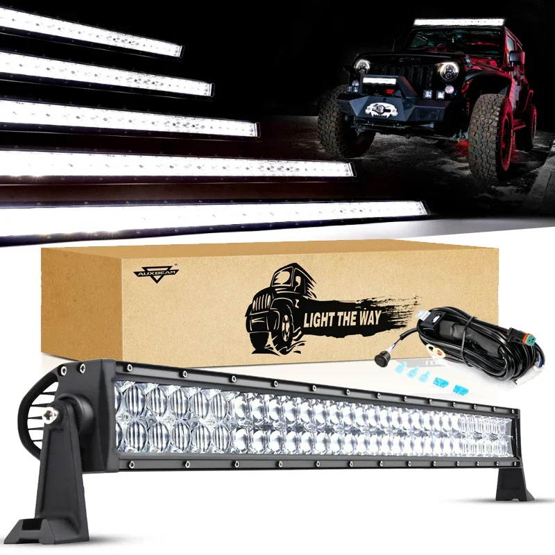AUXBEAM 22 32 42 50 52 بوصة LED ضوء العمل بار كومبو شعاع مستقيم صف مزدوج LED ضوء بار لسيارات الدفع الرباعي ATV الشاحنات لاقط