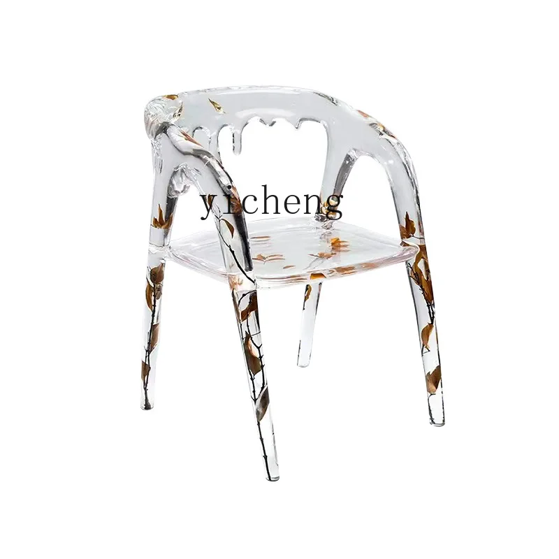 XL Amber Dining Chair Shaped Creative Armchair Armchair High-End Transparent Chair