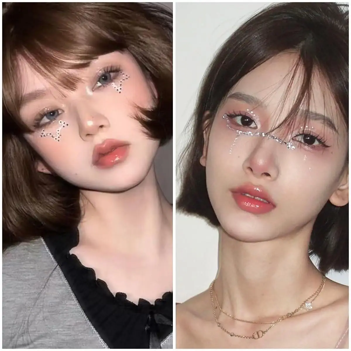 1/5 Sheets Self Adhesive Face Makeup Gems Pearls 3D Star Heart Moon Shape Jewels Face Hair Makeup Body Rhinestone Stickers Decor