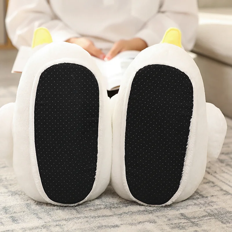 2023 Hot Winter Warm Couple Rubber Duck Cotton Shoes Plus Size Cartoon Cute Big White Goose Bag with Home Slippers Cotton Shoes