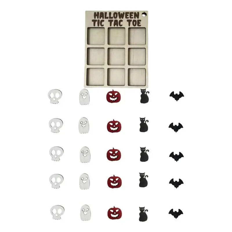 

Halloween Board Games For Kids Wooden Chess Board Game 3D Family Board Games Halloween Puzzle Game Pumpkins Bats Ghosts Cats