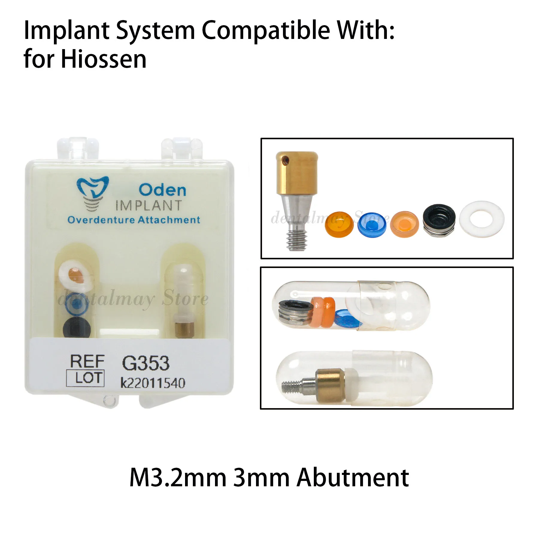 

Dental Implant MØ3.2mm Abutment & Overdenture Male Caps Kits Fits for Hiossen 3mm Mini