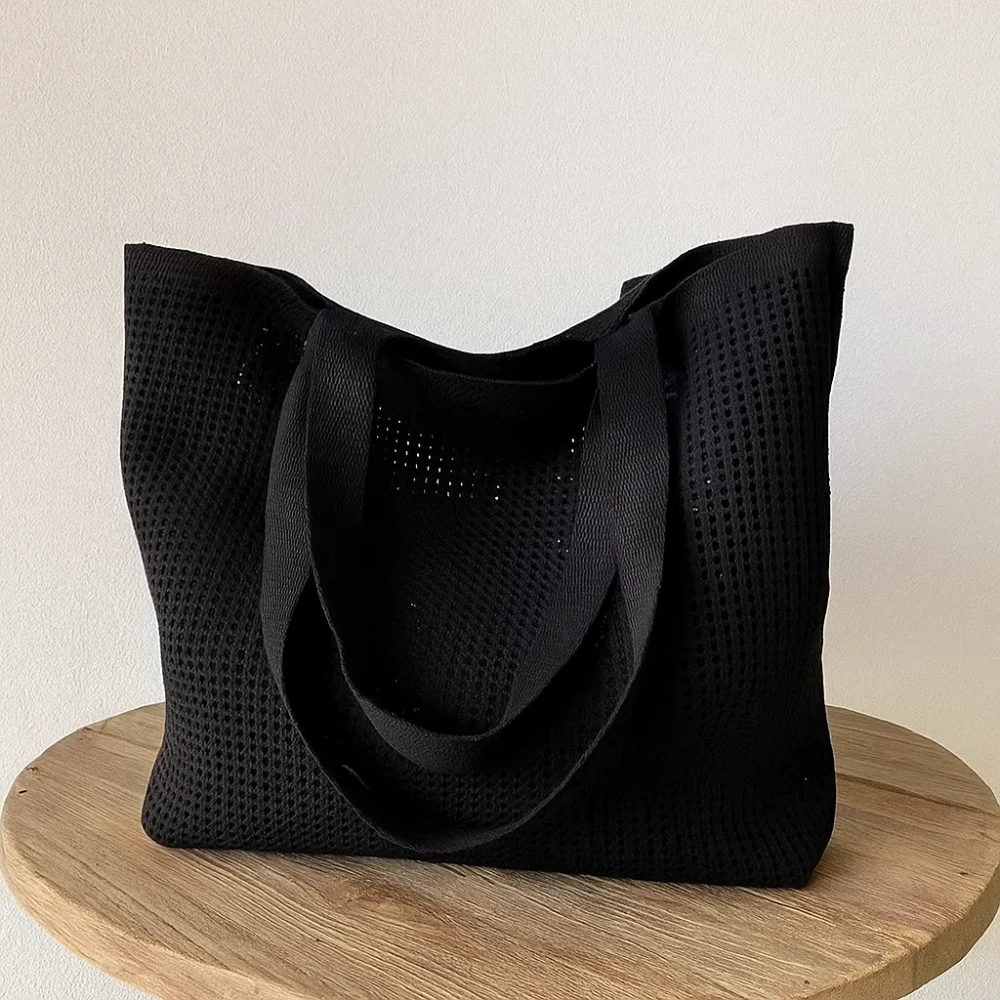 Fashion Casual Hollow Woven Bag Hollow Out Tote Beach Knitted Handbag Large Capacity Lazy Style Woman Shopping Bag Travel