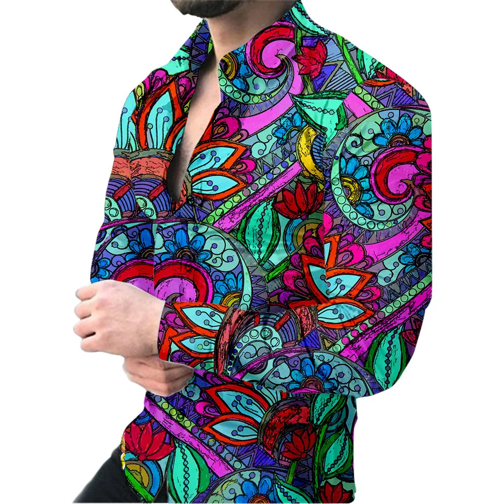 قميص رجالي جديد بسعر خاص لعام 2025 بتصميم بسيط من قماش الدنيم بأكمام طويلة وطية صدر السترة ثلاثي الأبعاد مطبوع رقميًا غير رسمي ومريح