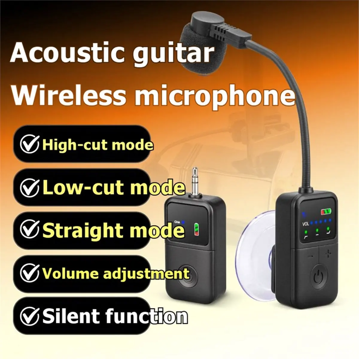 new(A67I) 2.4G Wireless Guitar Microphone System Microphone Transmitter and Receiver Professional Stage Performance Sound Pickup