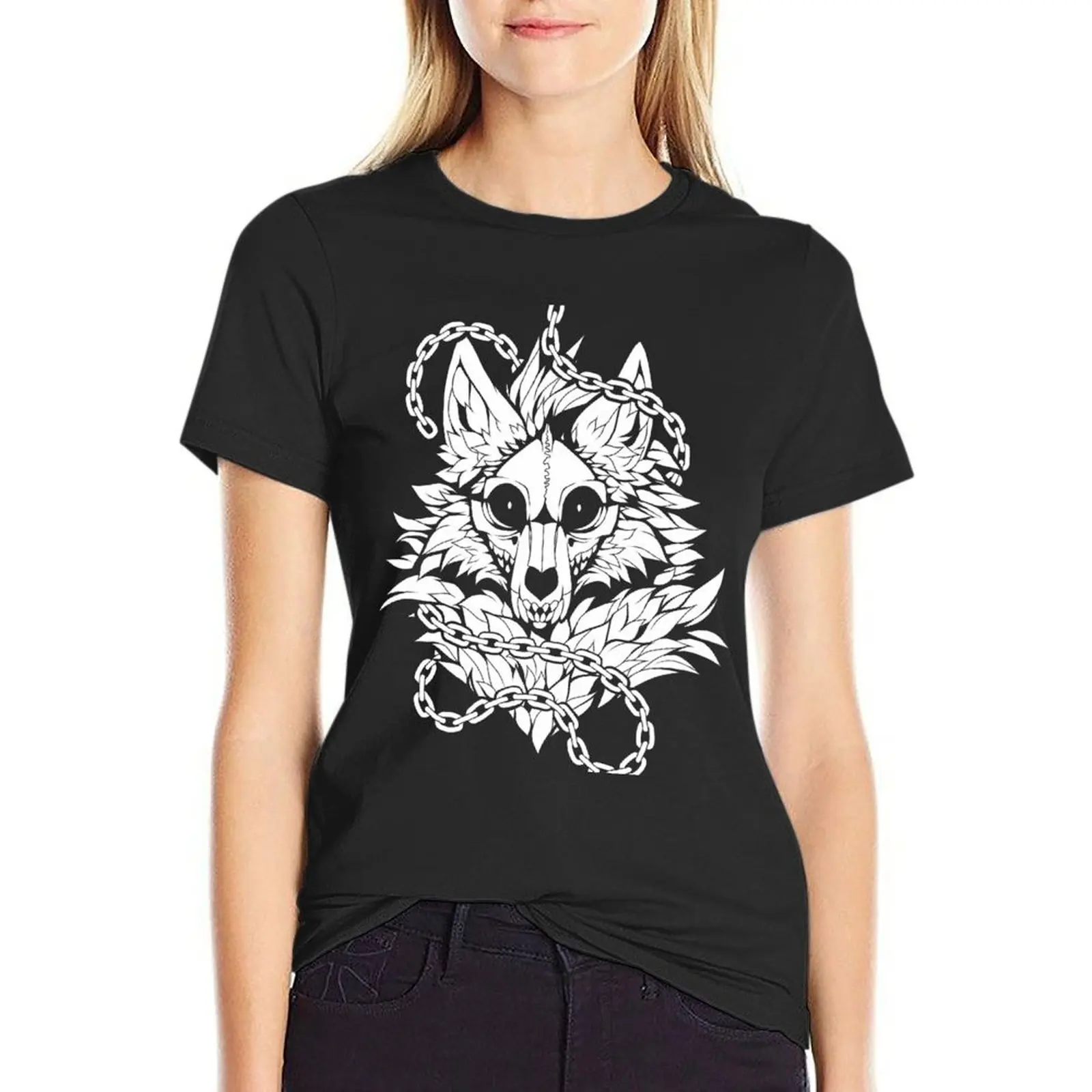 

Skull Wolf Skeleton Dog T-Shirt lady clothes cute clothes animal prinfor white t-shirts for Women