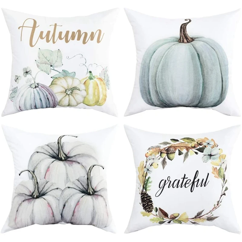 AC62-Autumn Decorations Pumpkin Throw Pillow Cover Cushion Couch Cover Pillow Cases For Autumn Halloween Thanksgiving Day