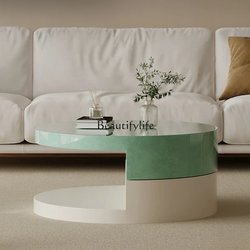 

Rotating coffee table round art creative living room Italian minimalist high-end baking paint