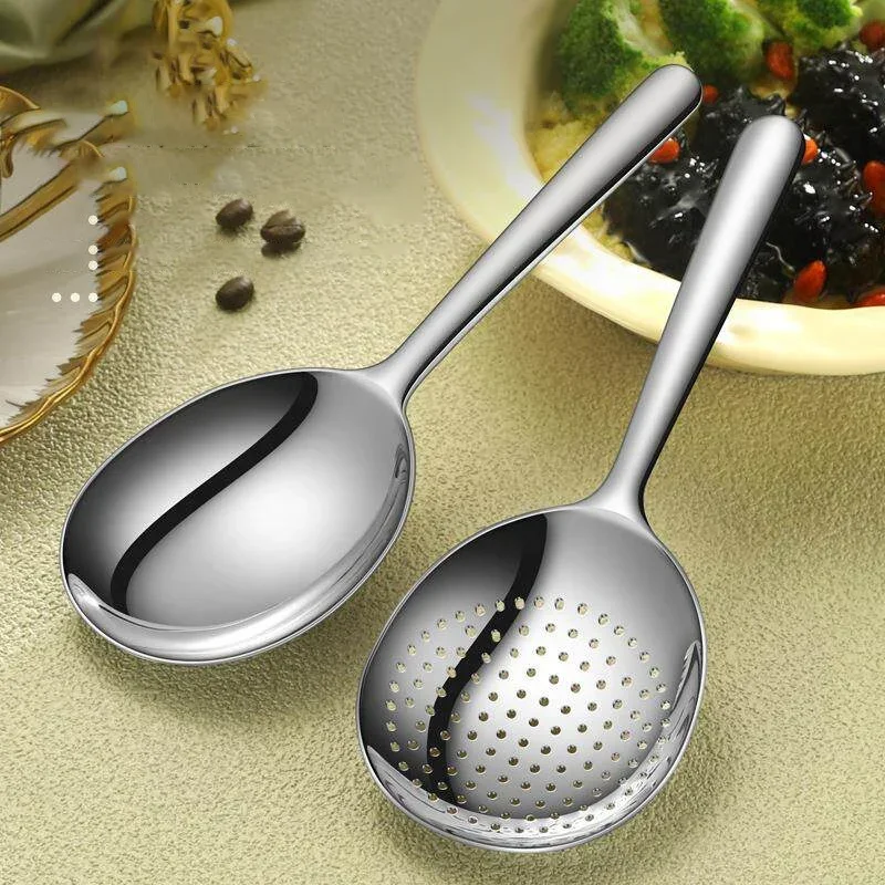 Multi-functional 304 Stainless Steel Large Soup Spoon Rust-proof Deepen Big Colander Simple Food Grade Serving Spoon Restaurants
