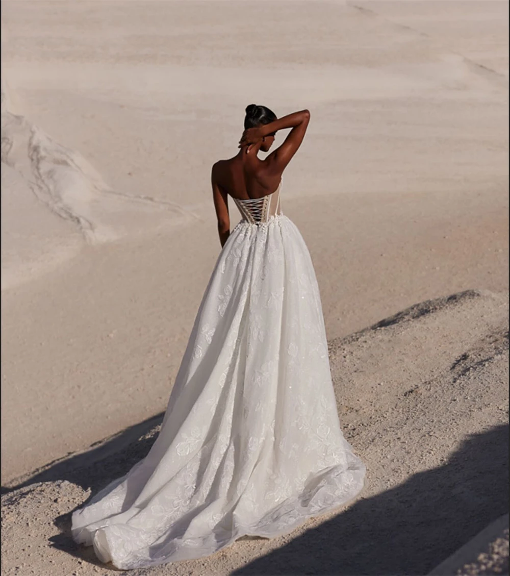 

Customized Elegant White Organza Wedding Dress Formal Sweetheart Sleeveless Bridal Gown Soft A-Line Court Train Robe de mariée