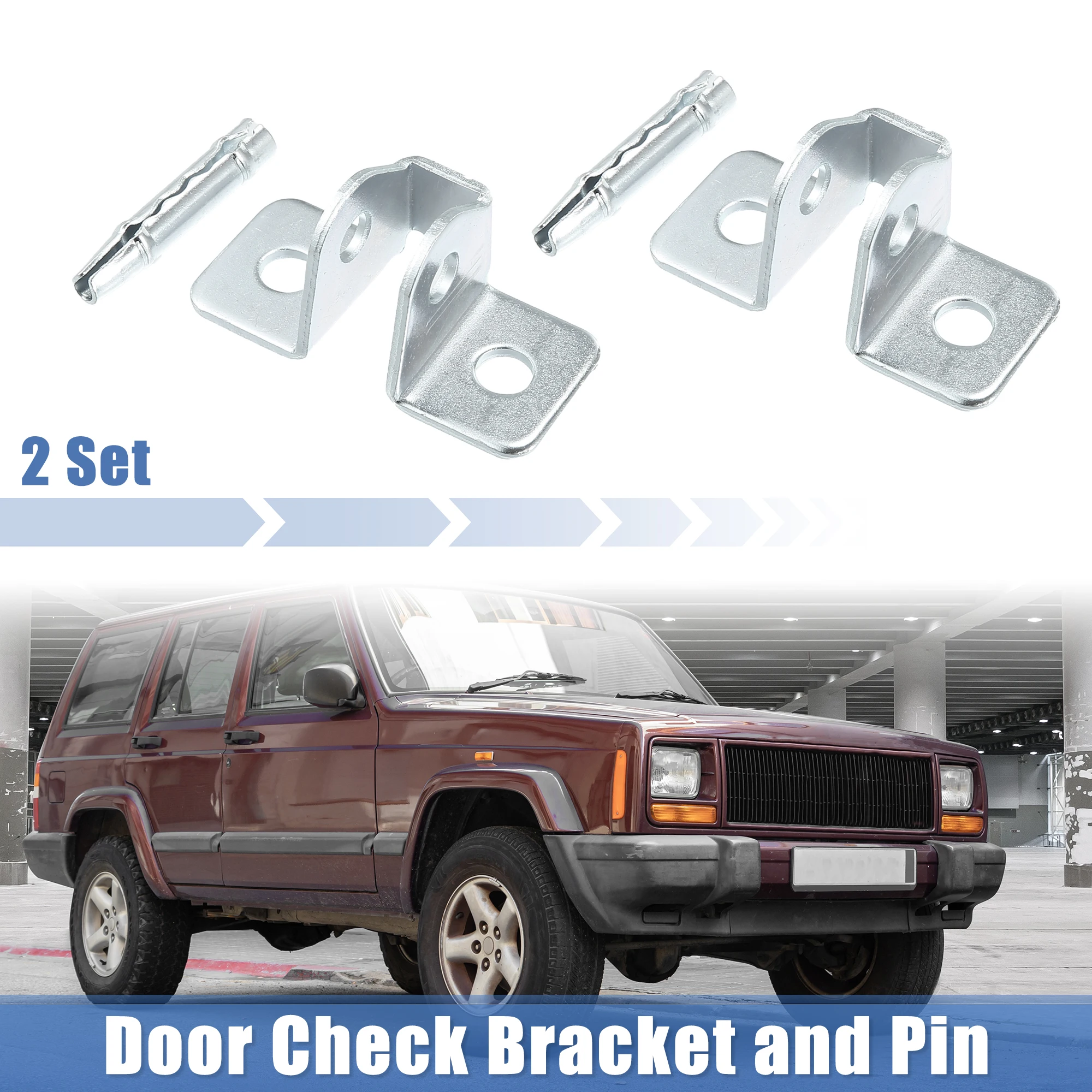 X Autohaux 2-4 Set Door Check Bracket and Pin for Jeep Cherokee 1984-2001 55002361 Check Arm Assembly on Driver Passenger Side