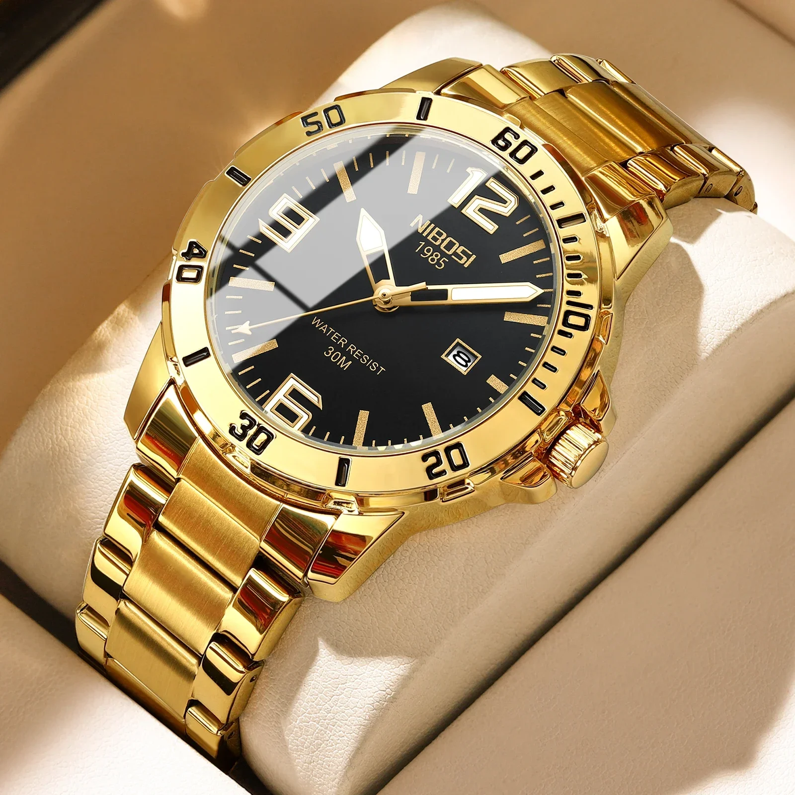 Orologio da uomo con movimento al quarzo analogico NIBOSI con cinturino in acciaio inossidabile orologio da lavoro luminoso di lusso di marca superiore per uomo Relogio