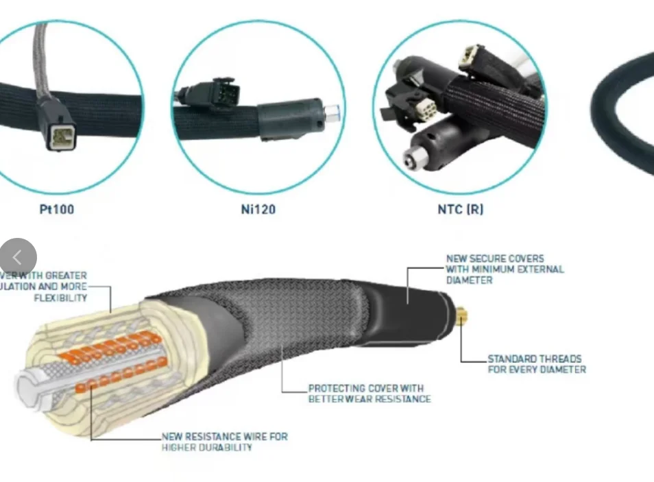 Customized Plug PT100, 1.2-meter High-temperature Resistant Hot Melt Rubber Hose for Hot Melt Adhesive Machine