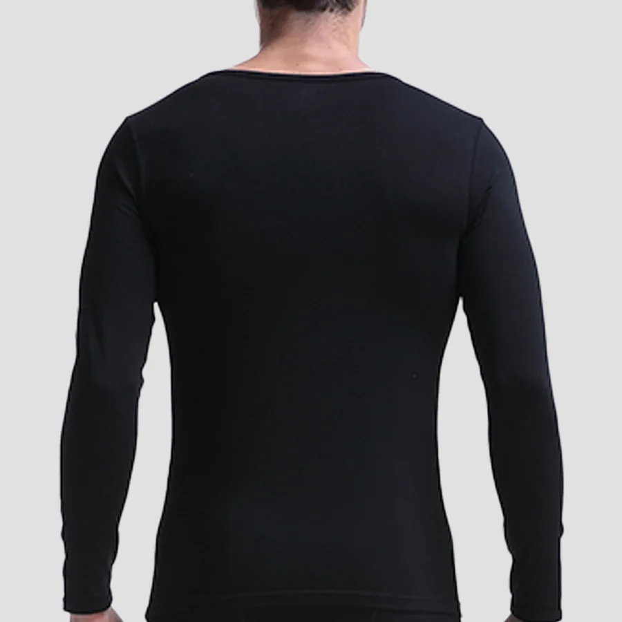 Men's Thin Cotton V-neck Thermal Top, Slim Fit Basic Base Layer, Single Piece Warm Underwear Shirt for Young Men