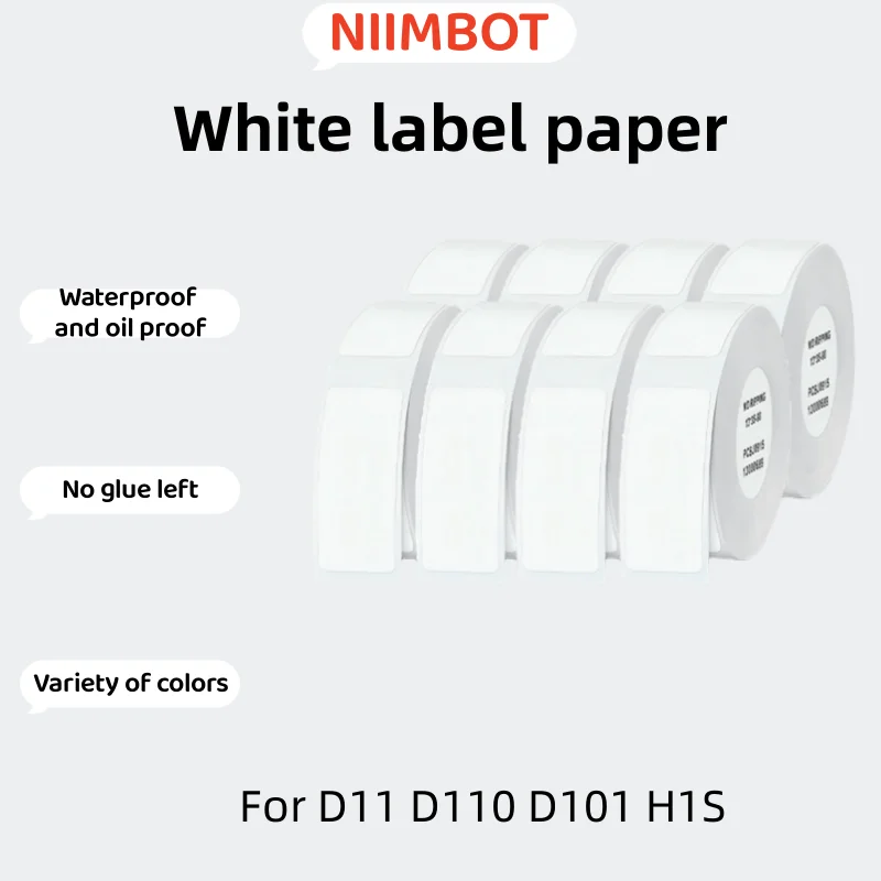 Niimbot-etiqueta térmica D11/D110/D101, Color sólido, 12-15mm, etiqueta con nombre, papel de Color sólido