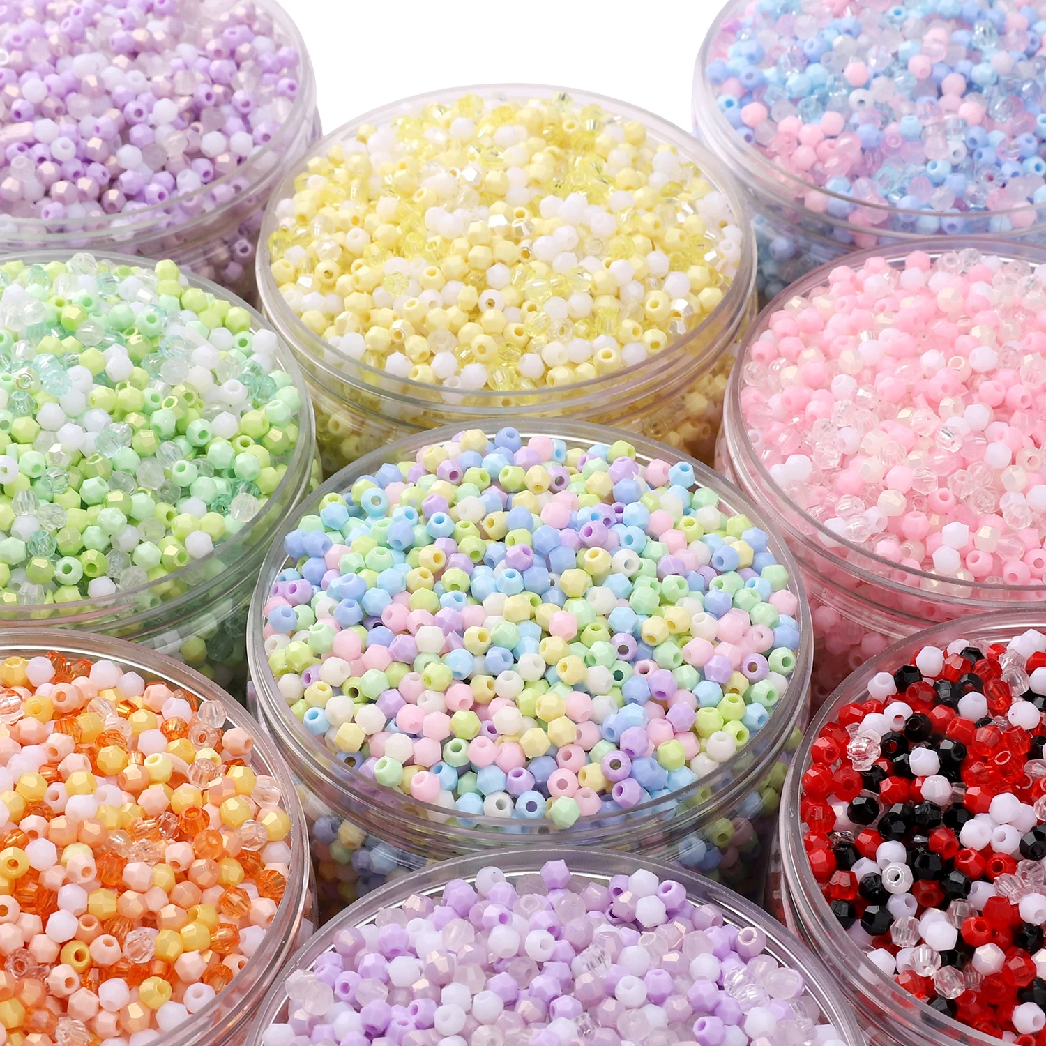 5-15g/bag Acrylic Multicolor Loose Beads Approx 150-450pcs 4x4mm Rhombus Colorful Beads Handmade DIY Bracelet Earrings Supplies