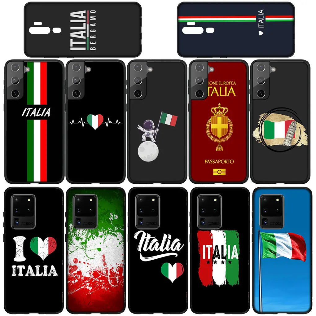 Italy Italia Flag Soft Silicone Cover for Samsung Galaxy S23 S22 S21 S20 Fe Ultra S8 Plus M21 + Casing Phone Case