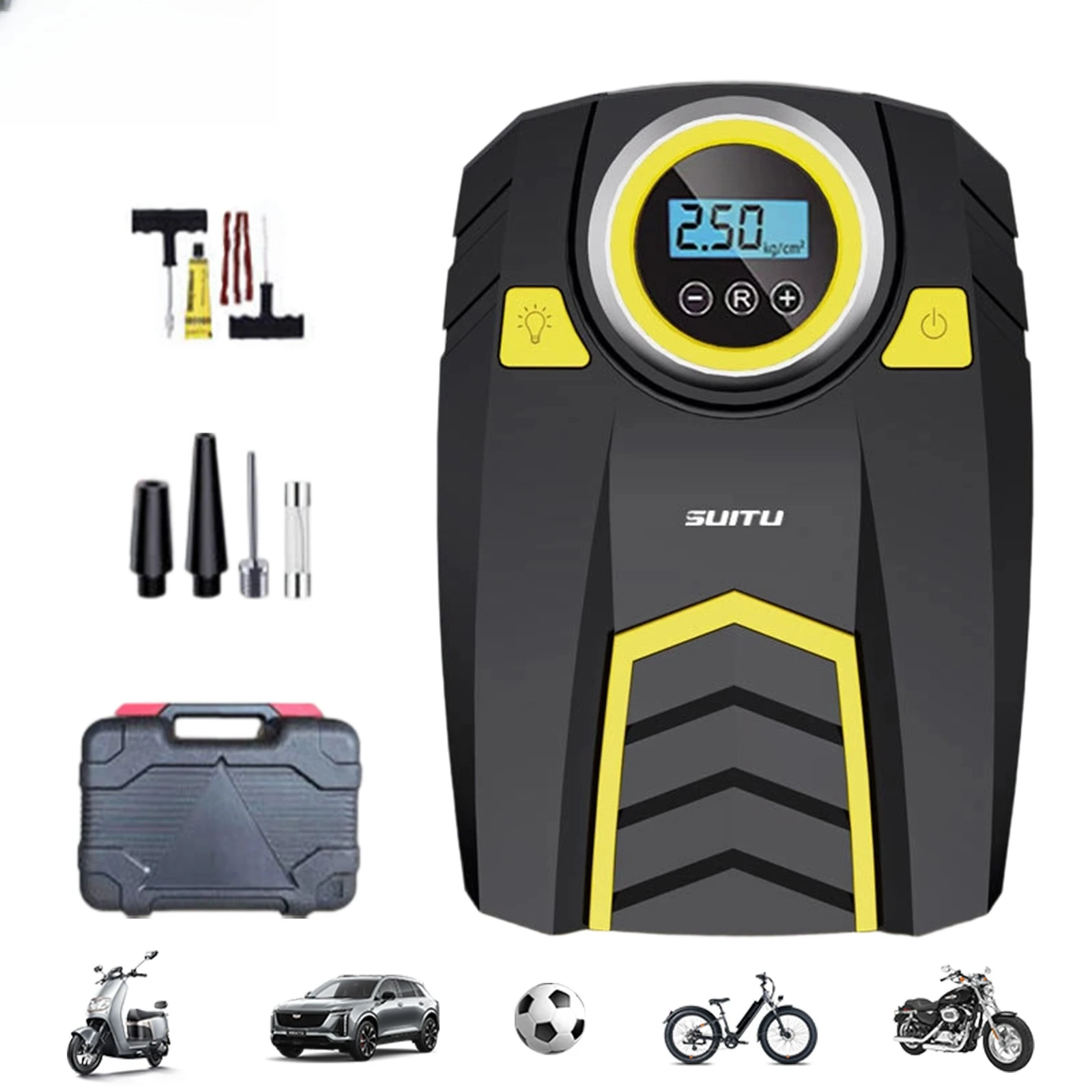 Portable Intelligent Digital Display Charging Car Inflatable Pump Handheld High-Power Car/Bicycle/Motorcycle/Ball Air Pump