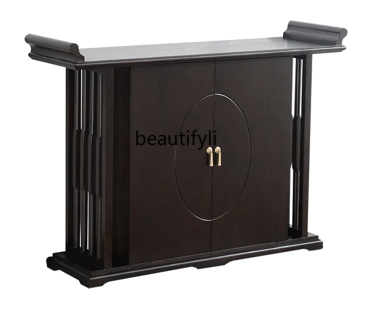 New Chinese Style Solid Wood Entrance Cabinet Door Cabinet against the Wall Ash Wood Curio Cabinet