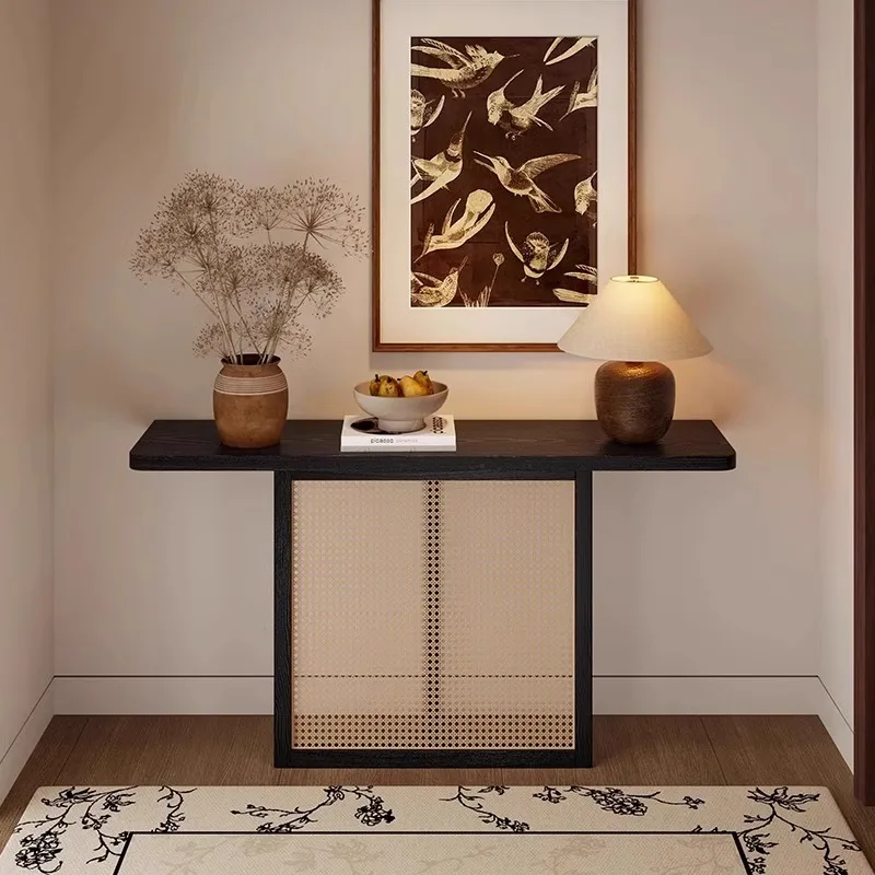 Wabi Sandy Wind Solid Wood Entrance Table Homestay Decoration Against the Wall New Chinese-style Home Entry Retro Entrance Count