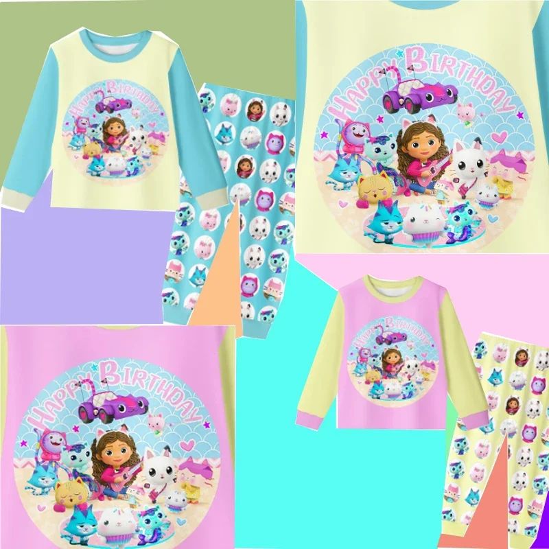 Gabby Dollhouse Children's Pajama Sets Cute Cartoon Pyjama Baby Girls Long Sleeve Pants Suit Teenager Kids Casaul Sleepwear Suit