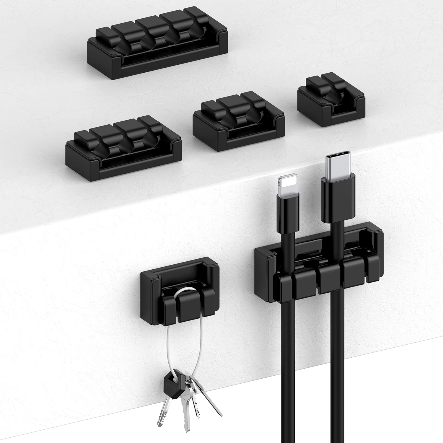 Cable Organizer 1 2 3 4 Hole  Cables Winder Flexible Wire Management Clips For Cable Clearance Cord Protector For Chargers