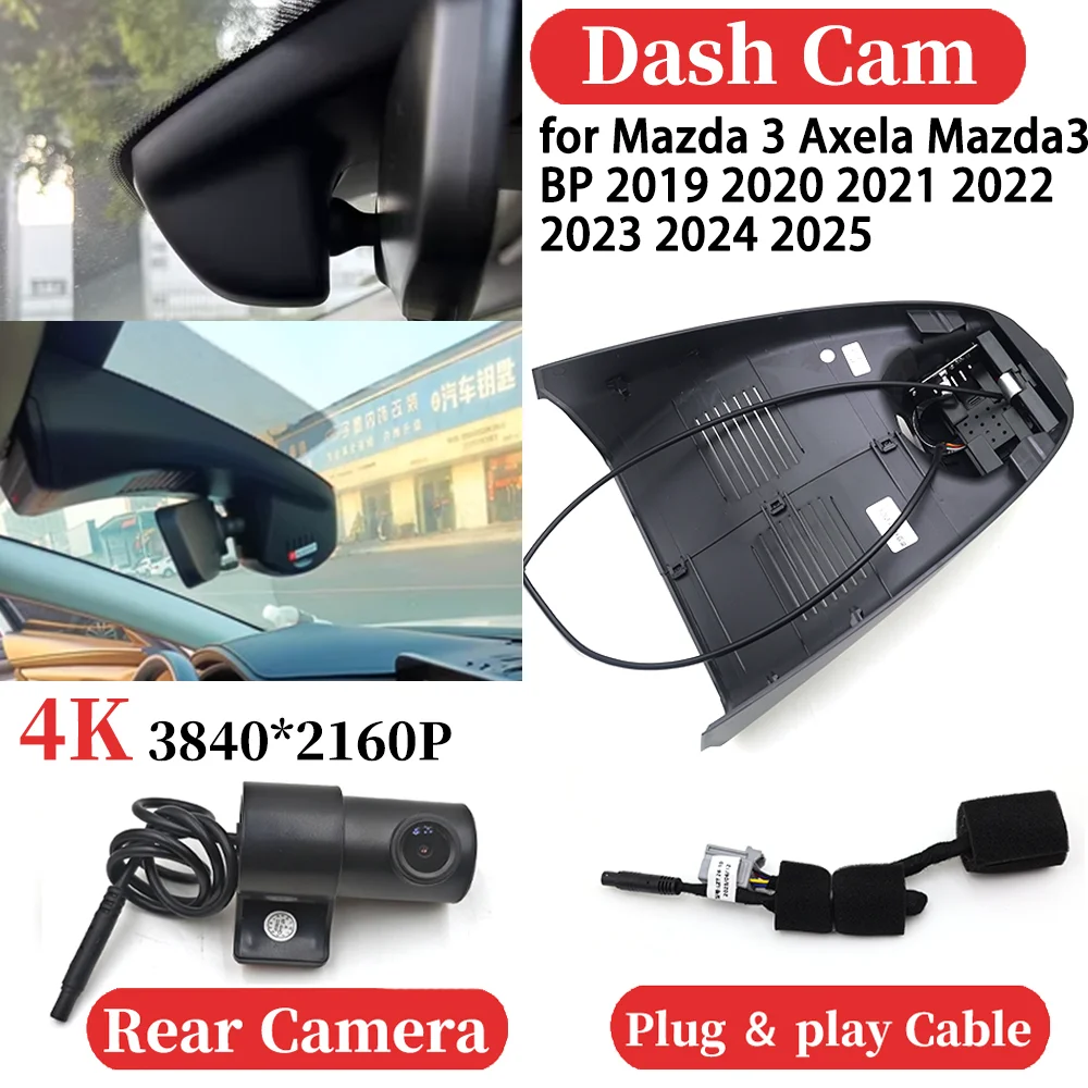 

for Mazda 3 Axela Mazda3 BP 2019 2020 2021 2022 2023 2024 2025 Car 4K Video Recorder DVR Dash Cam Dashboard Camera Night Vision