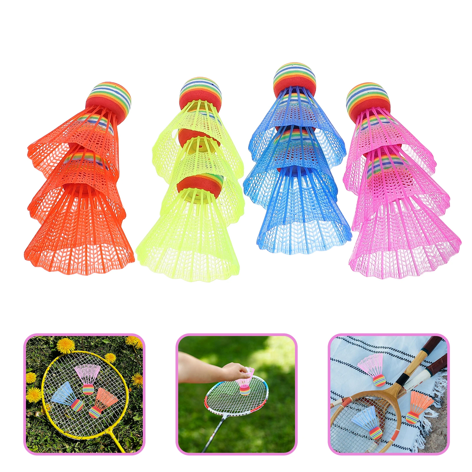 

12 Pcs Outdoor Practice Shuttlecocks Colored Badminton Foam Beginner Balls Child