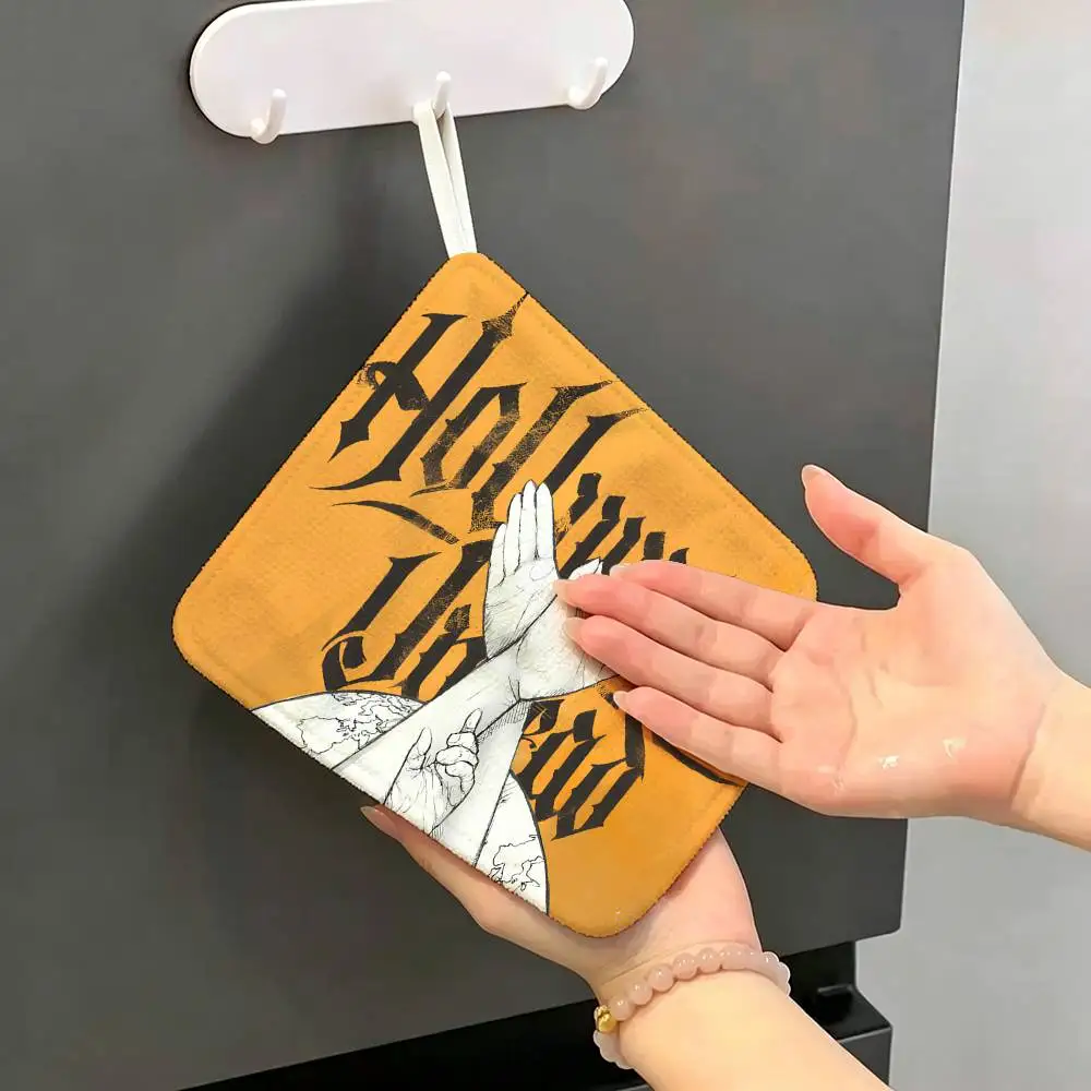 Rock Band H-Hollywood Undead Singer Soft Polyester Cotton Towel, Hanging Kitchen Style Hand Wiping Cloth for Restaurant Home