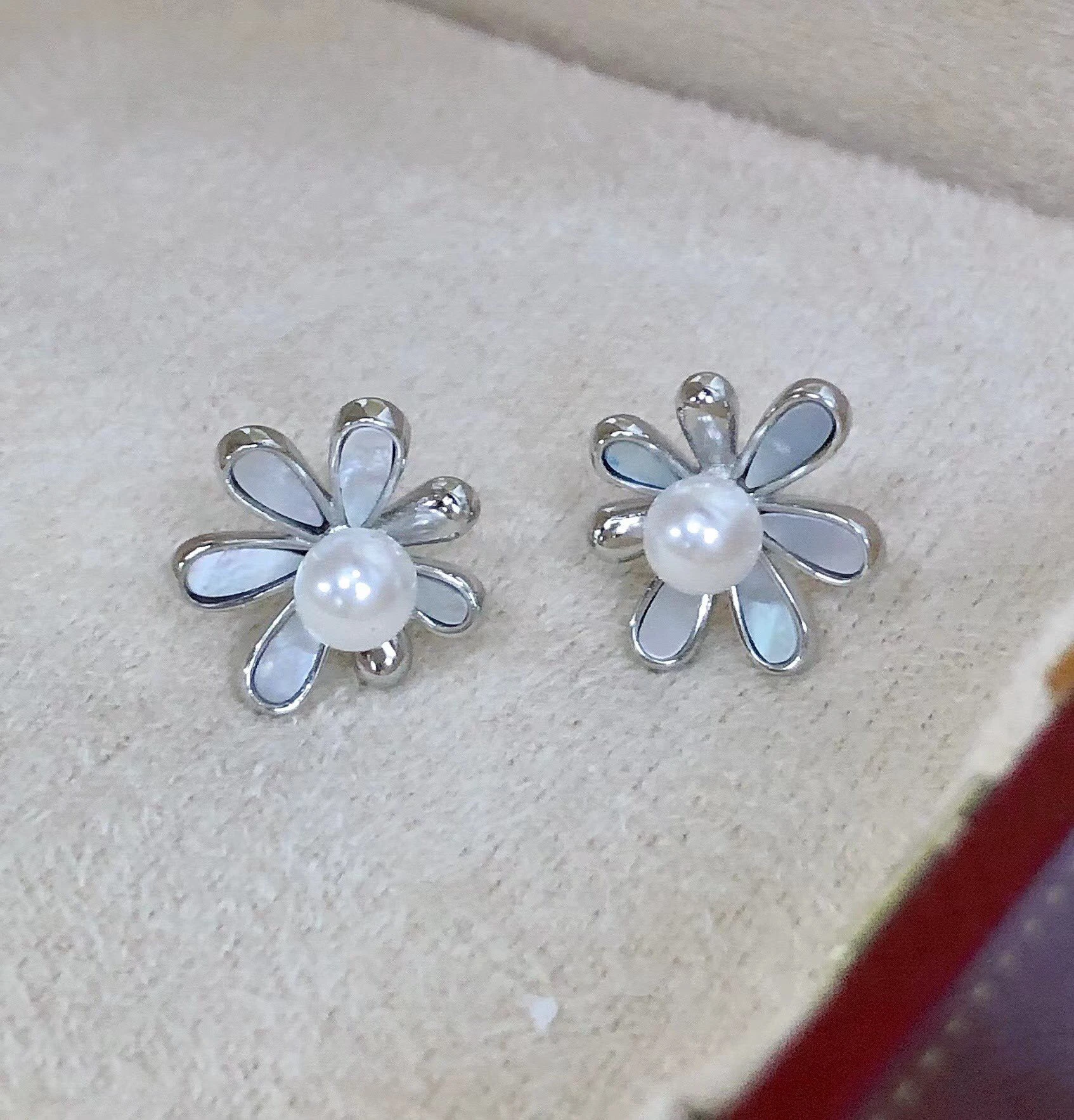 

Flower 925 Sterling Silver Earrings Findings Settings Base Mountings Parts for Pearls Agate Crystal Stones Coral 5pairs/lot