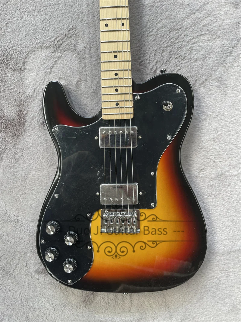 Left Hand Electric Guitar Sunburst Guitar Basswood Body Maple Neck HH Pickups Fixed Bridge Big Pickguard