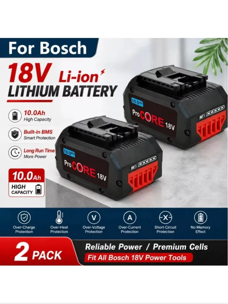 18V 10,0Ah 21700 Ersatz-Lithium-Akku, kompatibel mit Bosch ProCORE Akku-Elektrowerkzeugen BAT609 BAT618 GBA18V8, wiederaufladbarer Ersatzakku, Schraubendreher-Akku