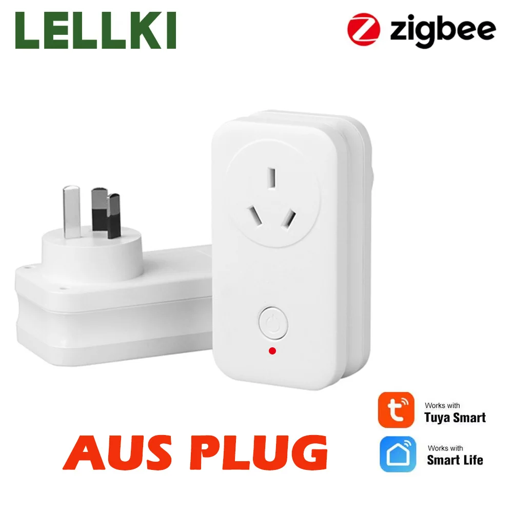 LELLKI Zigbee Smart Socket Zigbee2mqtt 10A Remote Power Plug AUS With Tuya Smart Life SmartThings Alexa Google Home Assistant