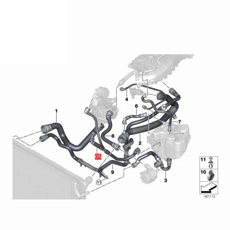 Nuovo tubo del radiatore dell'auto per BMW 1 2 3 4 serie tubo del radiatore del serbatoio dell'acqua 8616914 17128616914