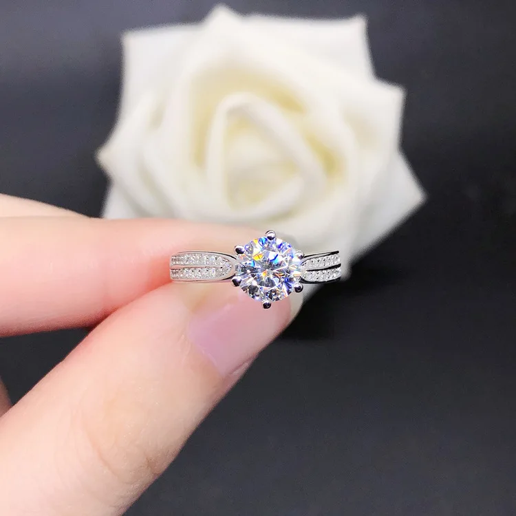 PT950 micro-inlaid starlight moissanite platinum open ring for women, eyes full of you, starlight platinum ring, goddess gift