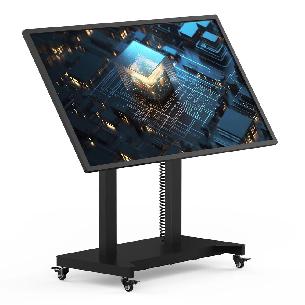 Motorized Remote Control Style Mobile TV Floor Stand With Lift Mechanism Available for 52-84