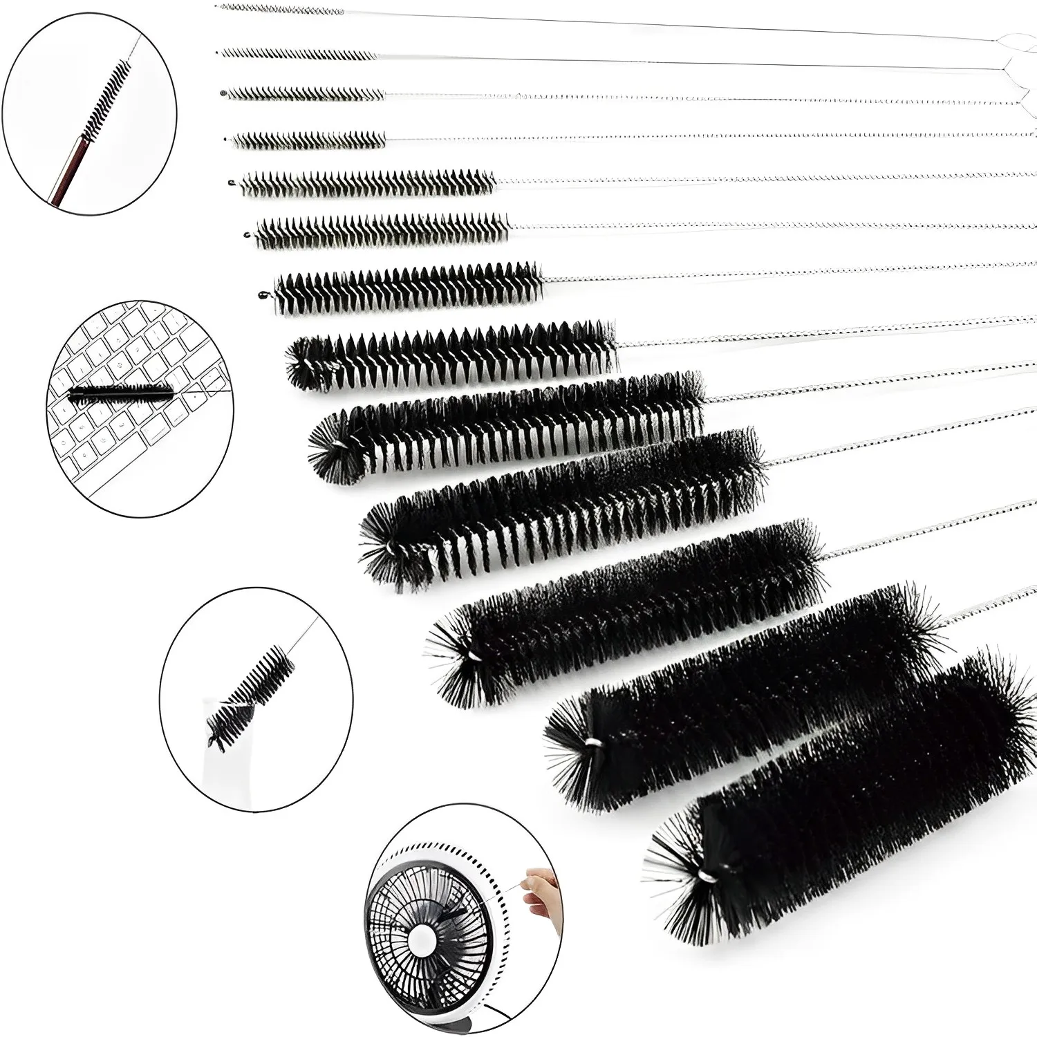 10/13Pcs Nylon Cleaning Brushes Set Tube Bottle Straw Washing Cleaner Bristle Kit Glasses Keyboard Household Car Cleaning Tool