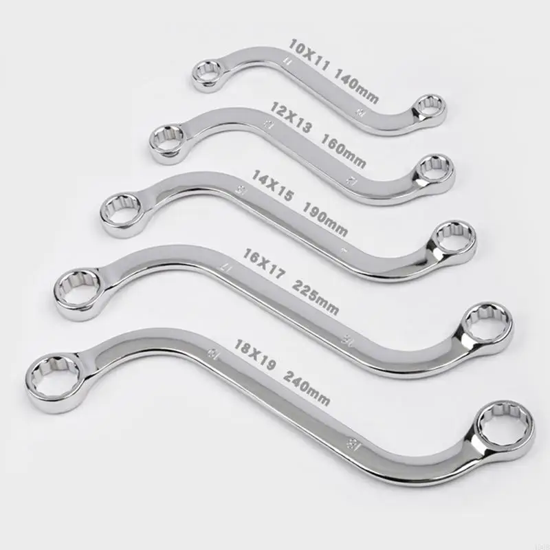 400B 5x/Set S-Shaped Wrench Set Practical Double 12 Point Box Ends Wrench Repair Tool