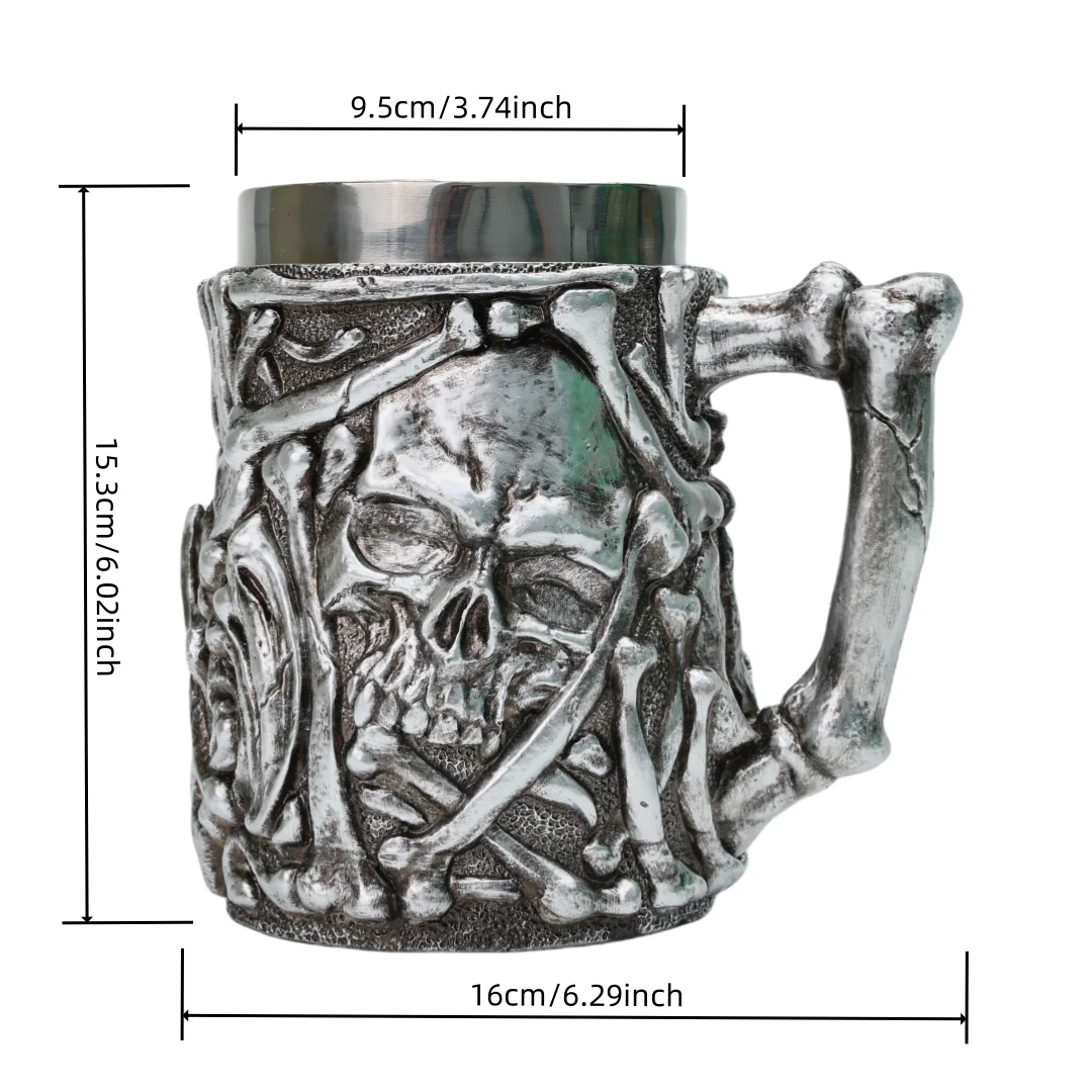 2025 Struggling Skull Beer Tankard 304 Stainless Steel Inner Tea Coffee Mug Stein Cup 500 ml