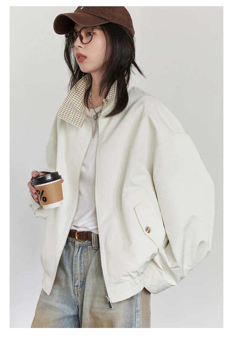 CHIC VEN Women Jackets Casual Reversible Stand Up Collar Workwear Female Coat Spring Autumn 2026 Woman Ourterwear