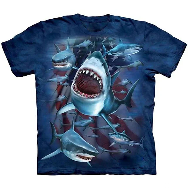 Ocean whale print pattern   T-Shirt, Tees For Kids Boys, Casual Short Sleeve T-shirt For Summer Spring Fall, Tops As Gifts